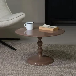 Salontafels-Giga Meubel Salontafel Rond - Taupe Glans - 59x59x38,5cm - Carien