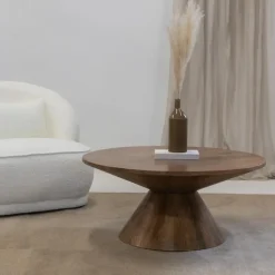 Giga Meubel Salontafel Rond 90cm - Naturel Mangohout - Sep
