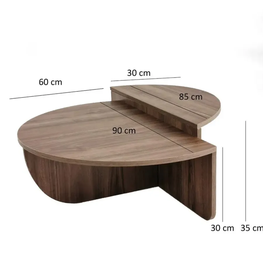 Salontafels-Arabic House Salontafel Rond 90cm - Walnoot Bruin Melamine - Podium