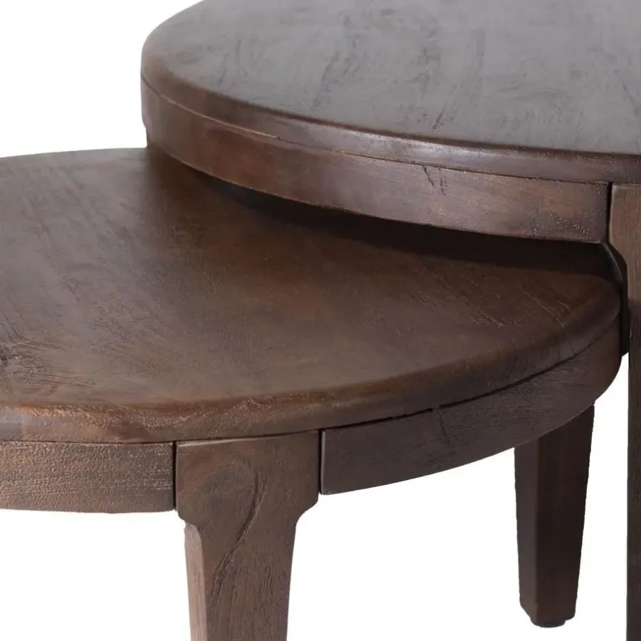 Salontafels-Giga Meubel Salontafel Set van 2 - Acaciahout - Rond - Tafel Mio
