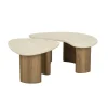 Giga Living Salontafel Set van 2 - Organisch Travertin - Beige/Hout - Organic