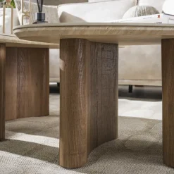 Giga Living Salontafel Set van 2 - Organisch Travertin - Beige/Hout - Organic