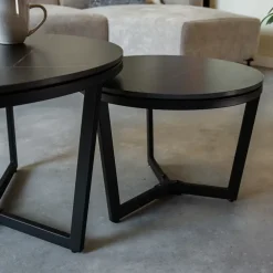 Dimehouse Salontafel set van 2 Brady marmer zwart rond 68,50x69x43 cm Stoneware