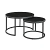 Salontafels-Dimehouse Salontafel set van 2 Trevor marmer zwart rond - 68x68x43 cm - Stoneware - Zwart