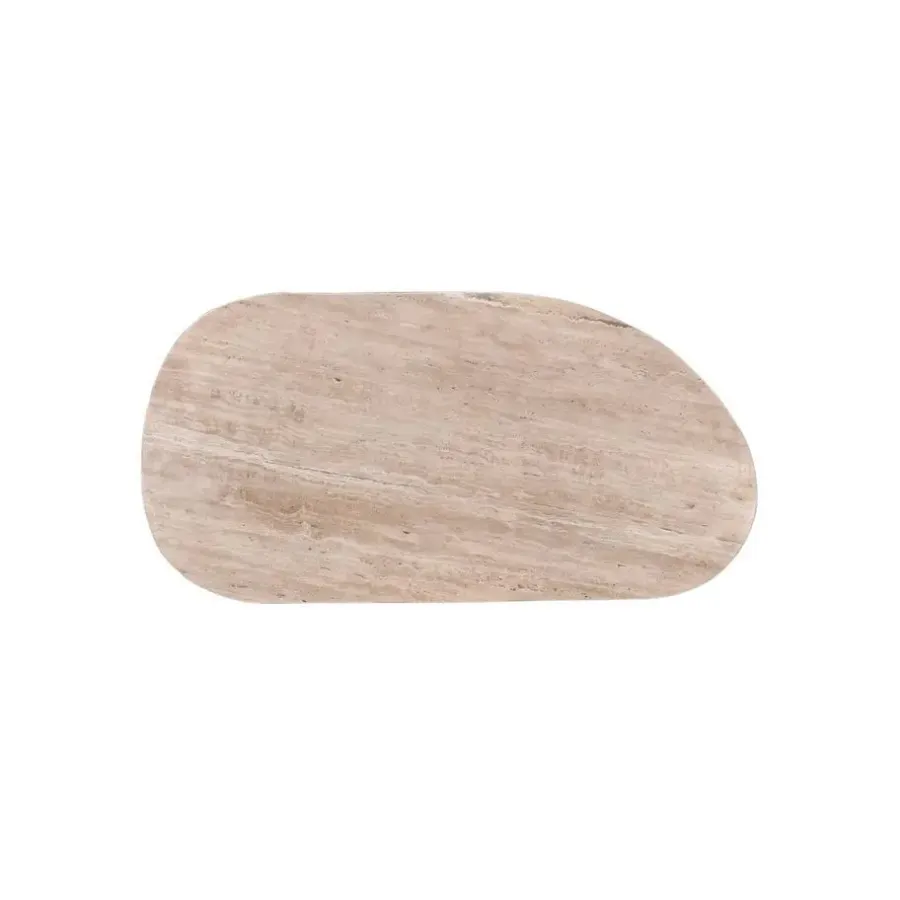 Salontafels-Giga Meubel Salontafel Travertin - Beige/Bruin - Organische Vorm - Tafel Olaf