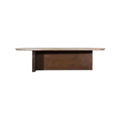 Salontafels-Giga Meubel Salontafel Travertin - Beige/Bruin - Organische Vorm - Tafel Olaf