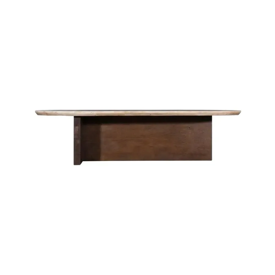 Salontafels-Giga Meubel Salontafel Travertin - Beige/Bruin - Organische Vorm - Tafel Olaf