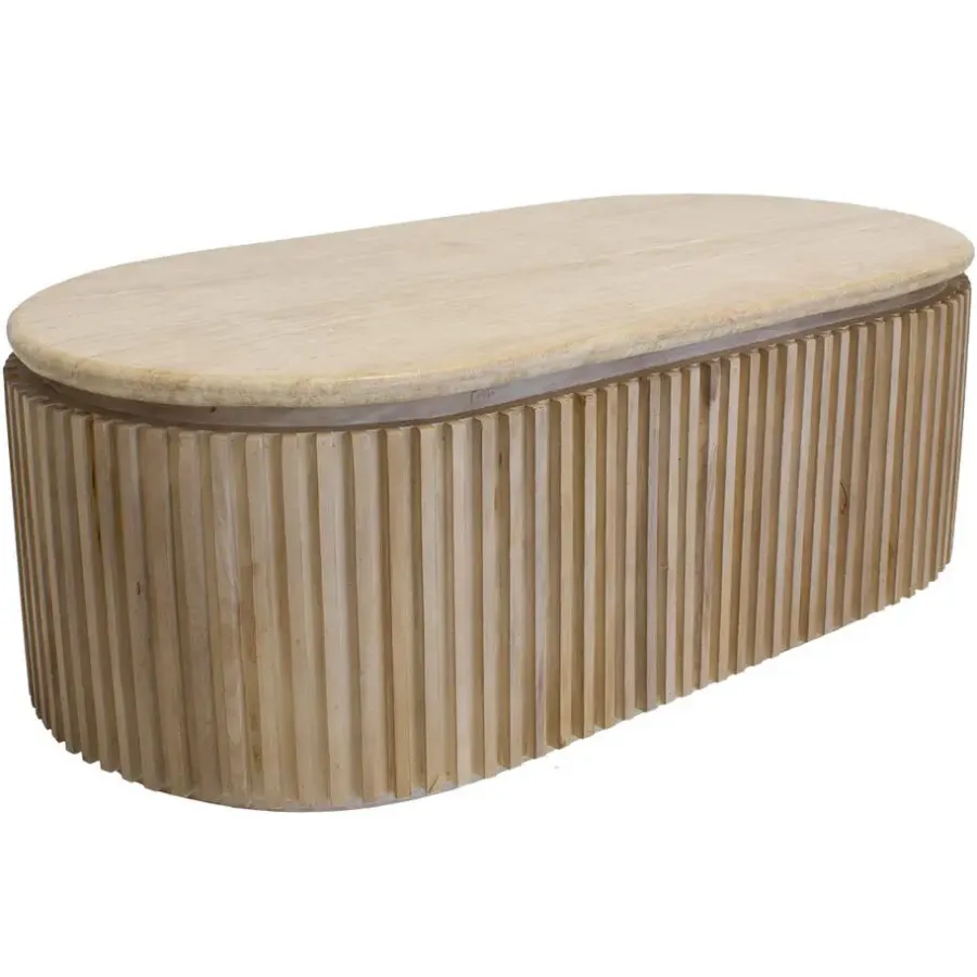 Salontafels-Giga Meubel Salontafel Travertin - Naturel Mangohout - 120x60x40cm - Sven