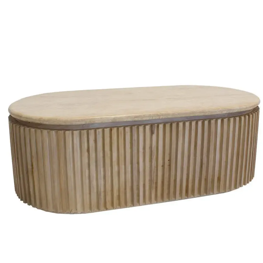Salontafels-Giga Meubel Salontafel Travertin - Naturel Mangohout - 120x60x40cm - Sven