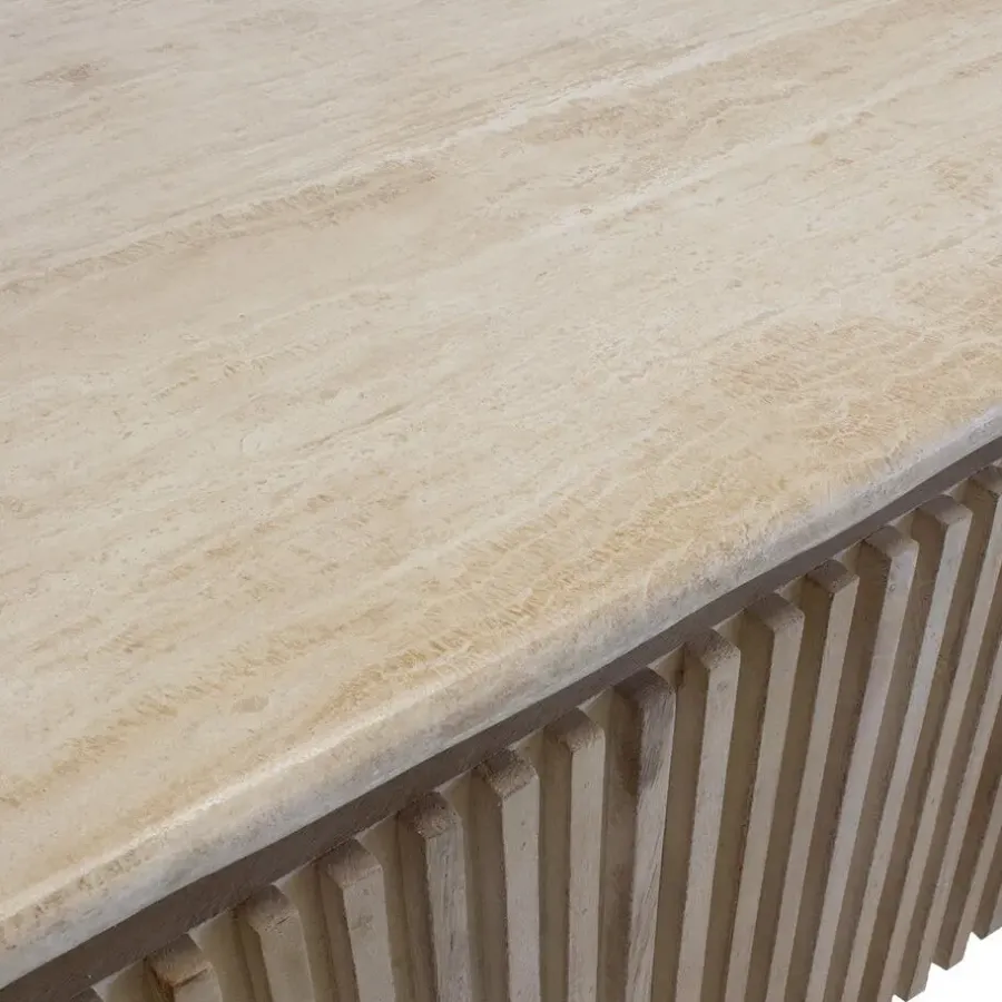Salontafels-Giga Meubel Salontafel Travertin - Naturel Mangohout - 120x60x40cm - Sven