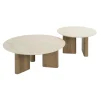 Salontafels-Giga Living Salontafel Walnoot/Travertin - 76x76x30cm - Set Van 2