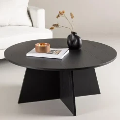 Salontafels-Fjôrd Salontafel Zwart Ø100cm - Fineer - Scandinavisch - Tafel Bootcut