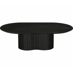 Giga Meubel Salontafel Zwart Mangohout - Ovaal - 90x60x35cm - Ava