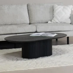 Giga Meubel Salontafel Zwart Mangohout - Ovaal - 90x60x35cm - Ava