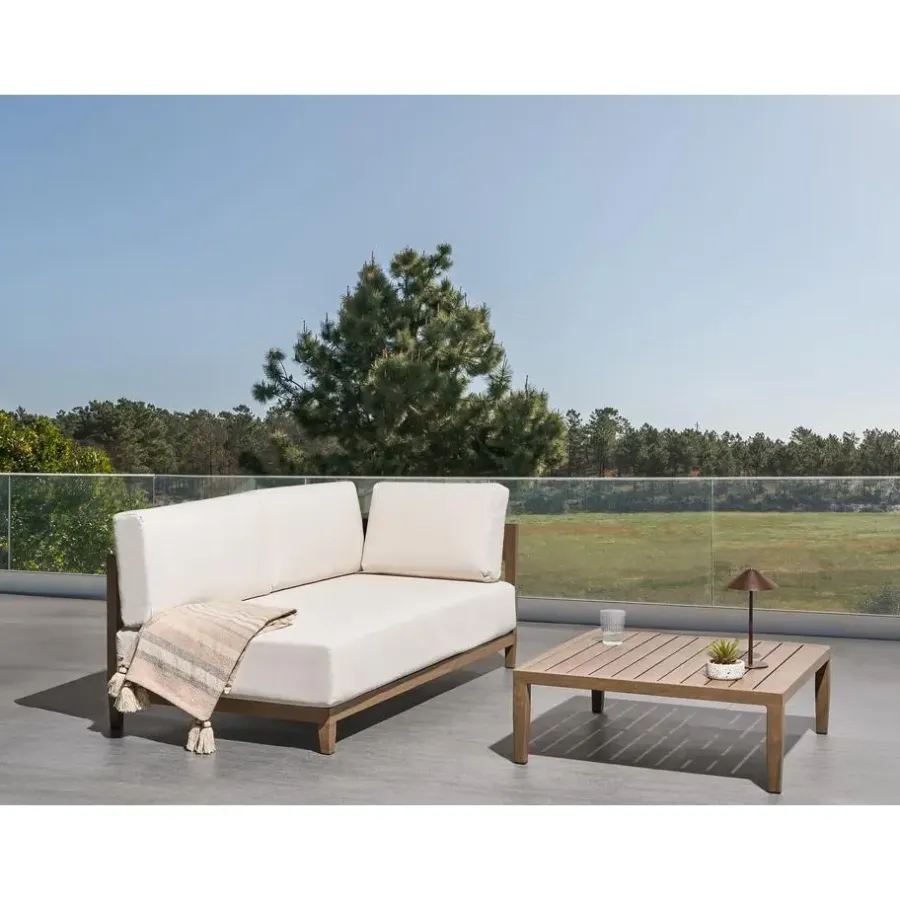 Leen Bakker SAMPIERI - Tuinbank met salontafel - Bruin/ Lichtbeige - Aluminium
