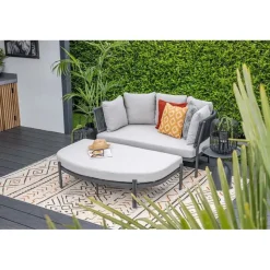 Ligbedden-Garden Impressions San Remo divanbed - carbon black - rope lava zwart - valley sand