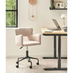 Leen Bakker SANILAC - Bureaustoel - Beige - Bouclé