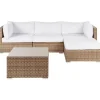 Loungesets-Beliani SANO II - Loungeset - Natuurlijk/Wit - Linkszijdig - Kunstrotan