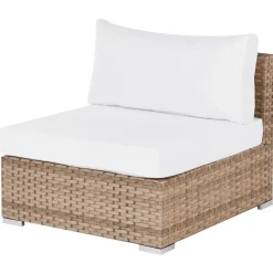 Loungesets-Beliani SANO II - Loungeset - Natuurlijk/Wit - Linkszijdig - Kunstrotan