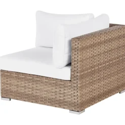 Loungesets-Beliani SANO II - Loungeset - Natuurlijk/Wit - Linkszijdig - Kunstrotan