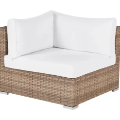 Loungesets-Beliani SANO II - Loungeset - Natuurlijk/Wit - Linkszijdig - Kunstrotan