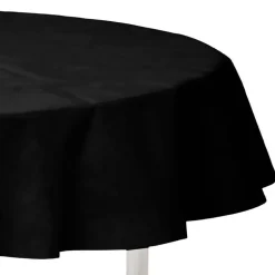 Santex Feest tafelkleed/tafellaken rond - zwart - 240 cm - stof