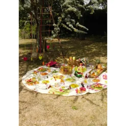 Santex Feest tafelkleed/tafellaken rond - zwart - 240 cm - stof