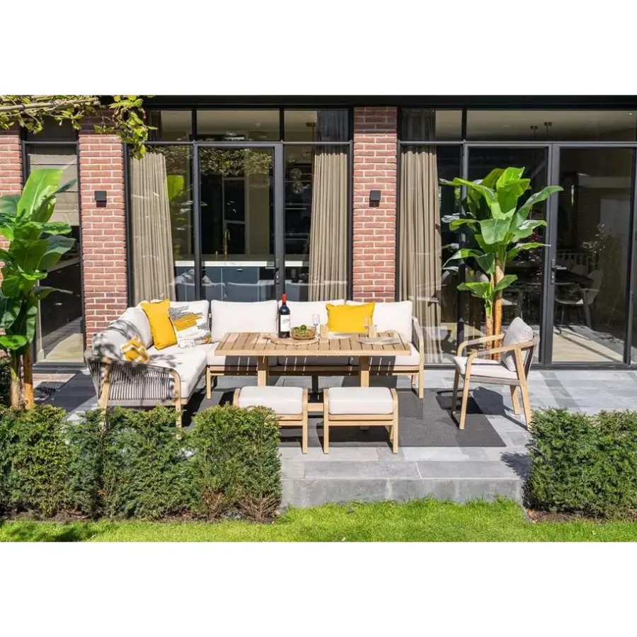 Tuinstoelen-Garden Impressions Santos dining fauteuil - acaciahout met white wash - taupe - sand