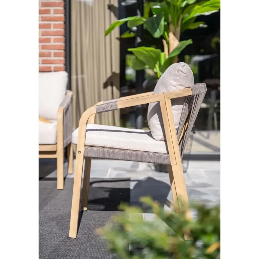 Tuinstoelen-Garden Impressions Santos dining fauteuil - acaciahout met white wash - taupe - sand