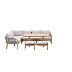 Garden Impressions Santos lounge-diningset - 5-dlg.-links -acaciahout met white wash-sand