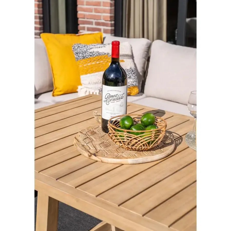 Garden Impressions Santos lounge-diningset - 5-dlg.-links -acaciahout met white wash-sand