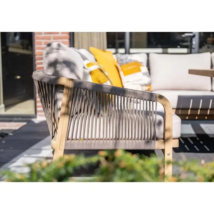 Garden Impressions Santos lounge-diningset - 5-dlg.-links -acaciahout met white wash-sand