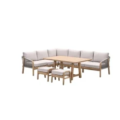 Garden Impressions Santos lounge-diningset - 5-dlg.-links -acaciahout met white wash-sand