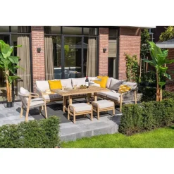 Garden Impressions Santos lounge-diningset - 5-dlg.-rechts-acaciahout met white wash-sand