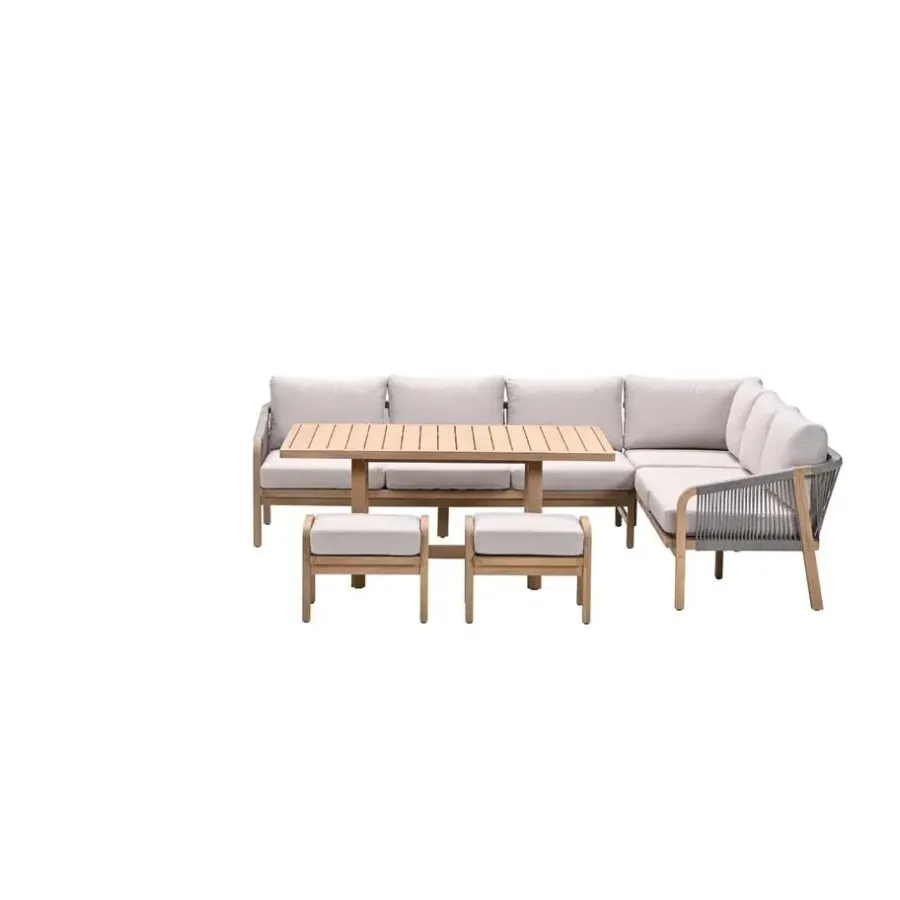 Garden Impressions Santos lounge-diningset - 5-dlg.-rechts-acaciahout met white wash-sand