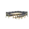 Garden Impressions Santos lounge-diningset-5-dlg-links-acacia white wash-dgrijs-mgrey