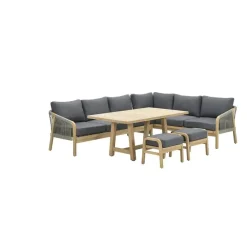 Garden Impressions Santos lounge-diningset-5-dlg-links-acacia white wash-dgrijs-mgrey