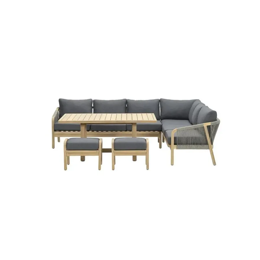 Garden Impressions Santos lounge-diningset-5-dlg-links-acacia white wash-dgrijs-mgrey