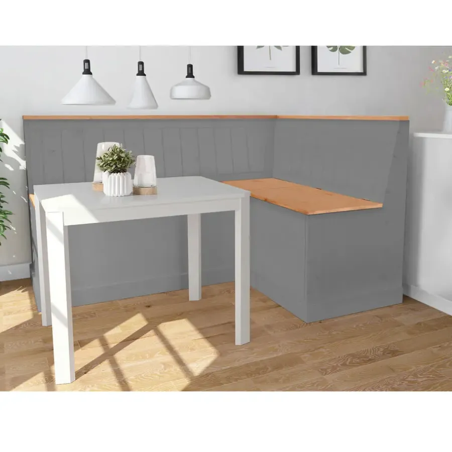 Loft24 Sara - Eetkamerbank in grenen grijs/gebeitste was