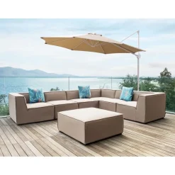 Beliani SAVONA II - Zweefparasol - Taupe/Wit - Polyester
