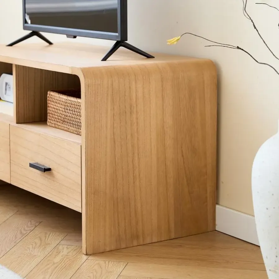 Nordlys Scandinavische TV-meubel van massief hout met 2 laden