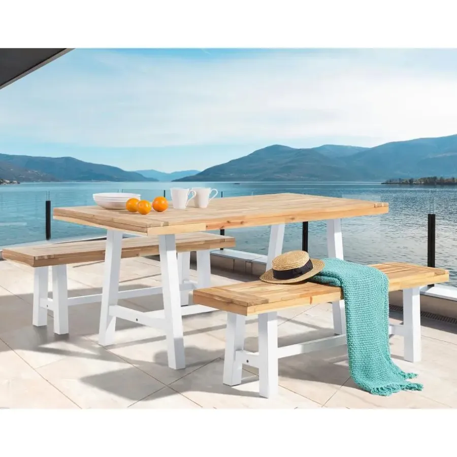 Beliani SCANIA - Tuintafel - Lichte houtkleur - 80 x 170 cm - Acaciahout