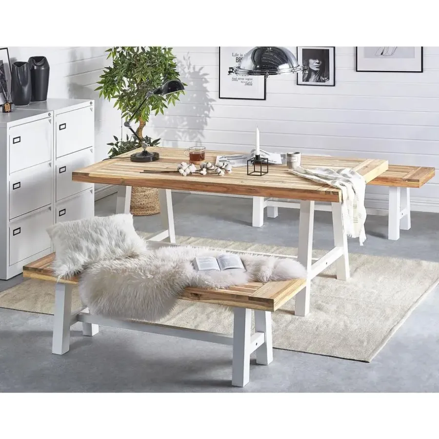 Beliani SCANIA - Tuintafel - Lichte houtkleur - 80 x 170 cm - Acaciahout
