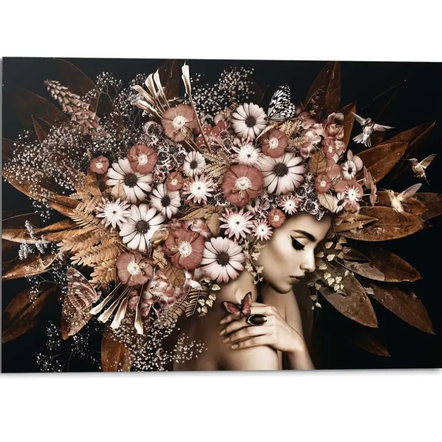 Schilderijen-Reinders Schilderij Bloemenrijkdom - 100 x 140cm - Bruin
