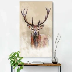 Reinders Schilderij Getekend hert - 118 x 70cm - Beige