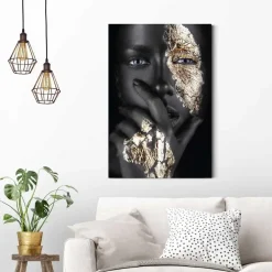 Schilderijen-Reinders Schilderij Gouden hand - 90 x 60cm - Goudkleurig