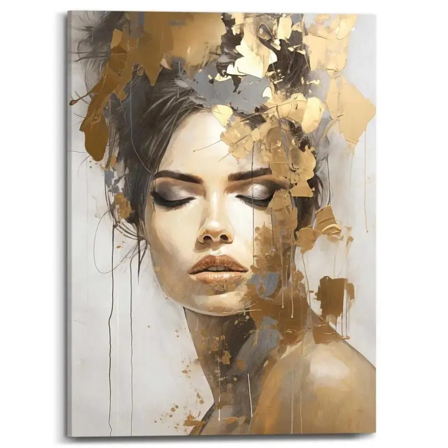 Reinders Schilderij Gouden vrouw - 70 x 50cm - Goudkleurig