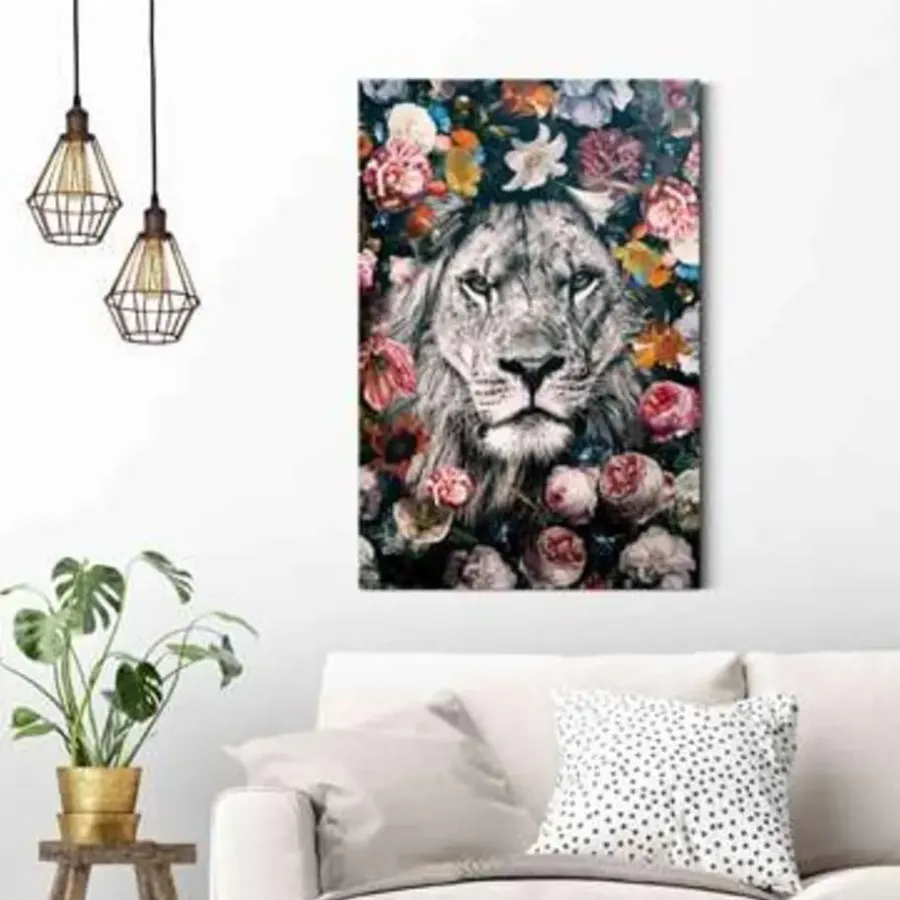 Reinders Schilderij Jungle leeuw - 90 x 60cm - Bont