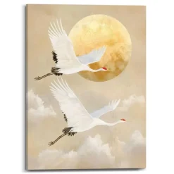 Schilderijen-Reinders Schilderij Kraanvogels - 70 x 50cm - Beige