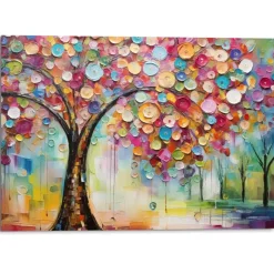 Reinders Schilderij Life Tree - colourful - 100 x 140cm - Bont